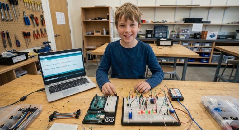 STEM-klaslokaal met kinderen die engineering leren